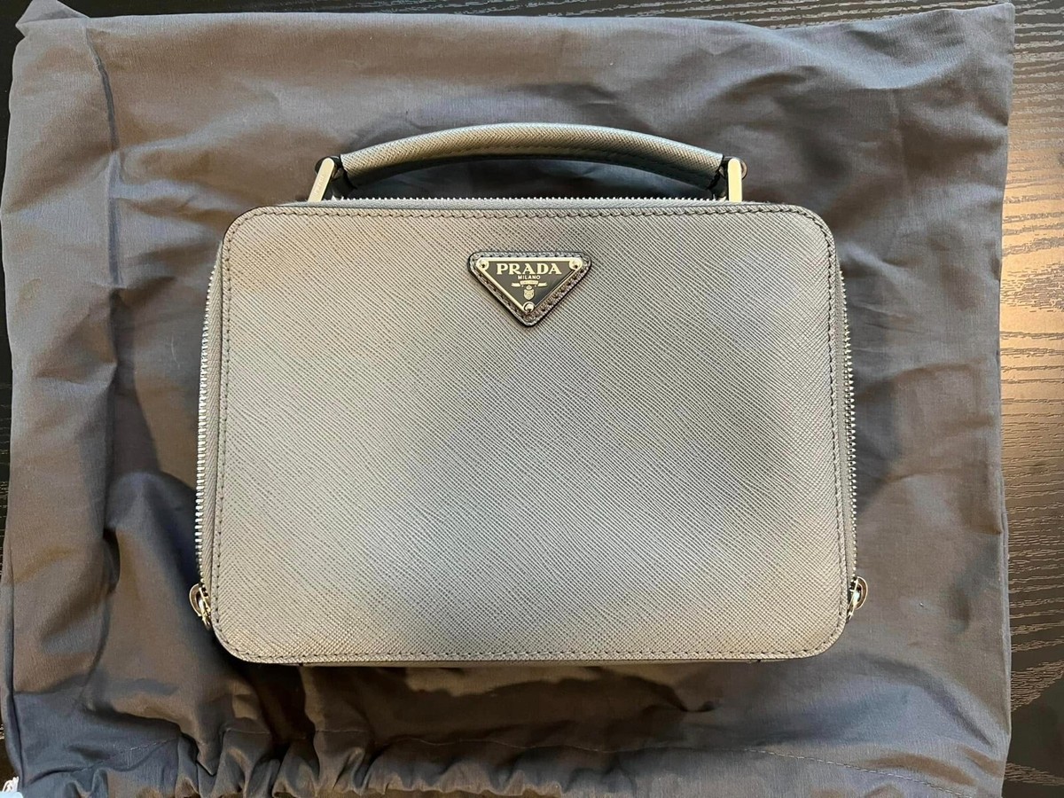 Authentic Prada Brique Bag Horizontal Grey Excellent Condition | eBay