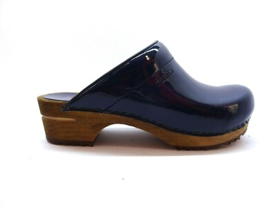 Sanita Wood Classic Patent Open Sandalen Clogs Pantoffeln Lack blau NEU 36