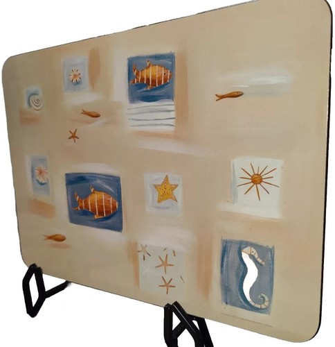 Coastal Placemats Seahorses Starfish Cork Back 6 Original Box Jason Nautical