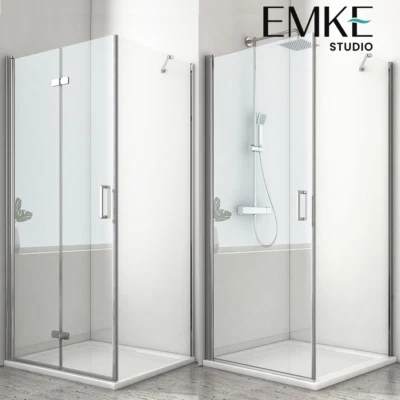 EMKE Duschkabine 90x90/80x80cm Schwingtür/Falttür Eckeinstieg Duschabtrennung