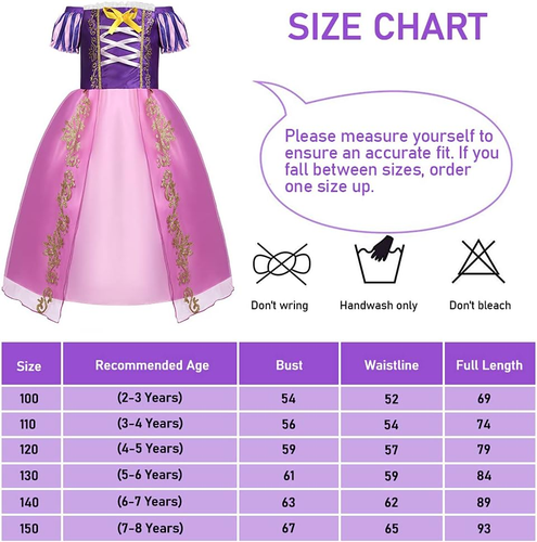 ACWOO Angels Costume Da Principessa Rapunzel per Bambina, Vestito Da Festa Di Co - Foto 7 di 12