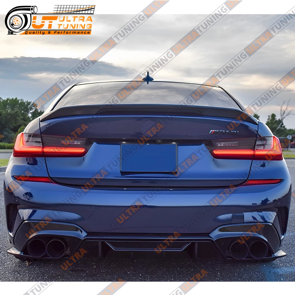 For 2019-2022 BMW 3 Series 330i M340i G20 M Sport Rear Diffuser Gloss Black - Image 3 of 4