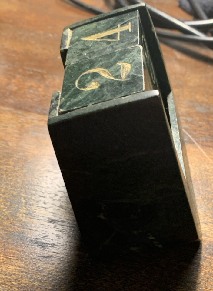Vintage MCM Italian Marble Hand Carved Date Calendar for desktop eBay