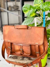 Village Leather messenger bag laptop bag computer case shoulder bag men Carry on