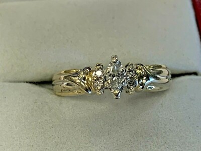 14K KEEPSAKE YELLOW GOLD ESTATE DIAMOND ENGAGEMENT RING OXXX