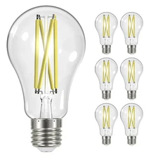 6 Pack Satco S12430 LED Filament 120V 12.5W 100W A19 Medium E26 Clear 3000K Soft