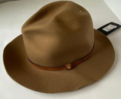 NEW rag bone FLOPPY BRIM FEDORA CAMEL KHAKI WOOL HAT SIZE L