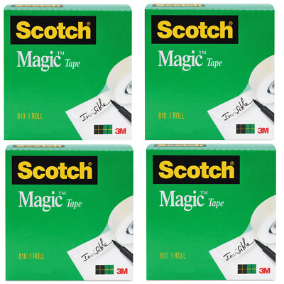 Scotch Magic Tape Refill 1'' Core 0.75'' x 83.33 ft Clear Transparent - Pack of 4