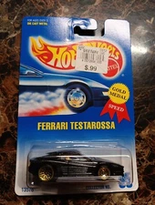 1991 Hot Wheels Ferrari Testarossa Metalflake Black Gold Metal Speed 13576