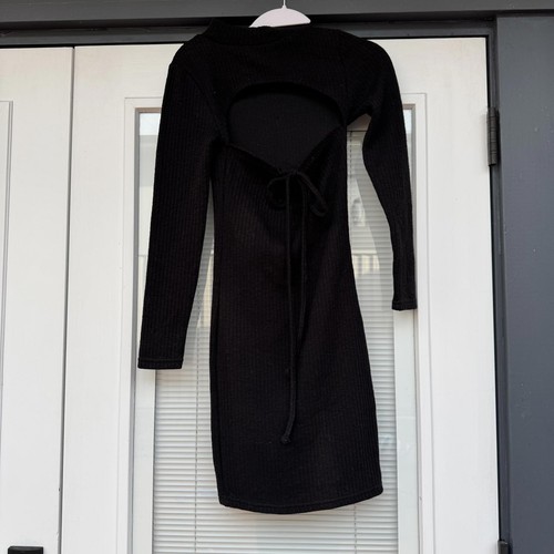 Supre Wollen Women's Mini Long Sleeve Dress Black Size 2XS Cutout - Picture 5 of 5