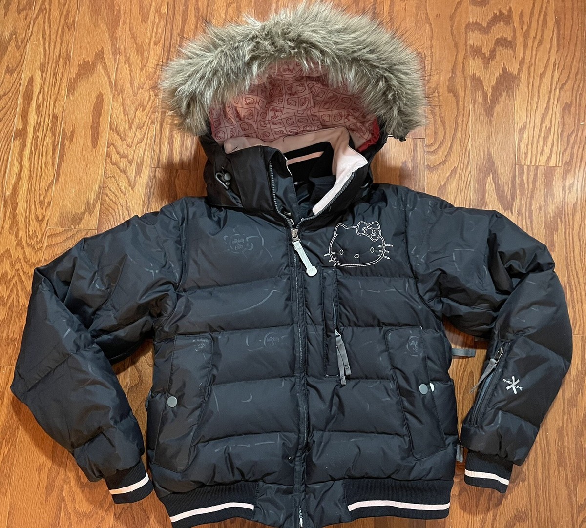 686 Goose Down Womens HELLO KITTY RARE Jacket Coat Hooded