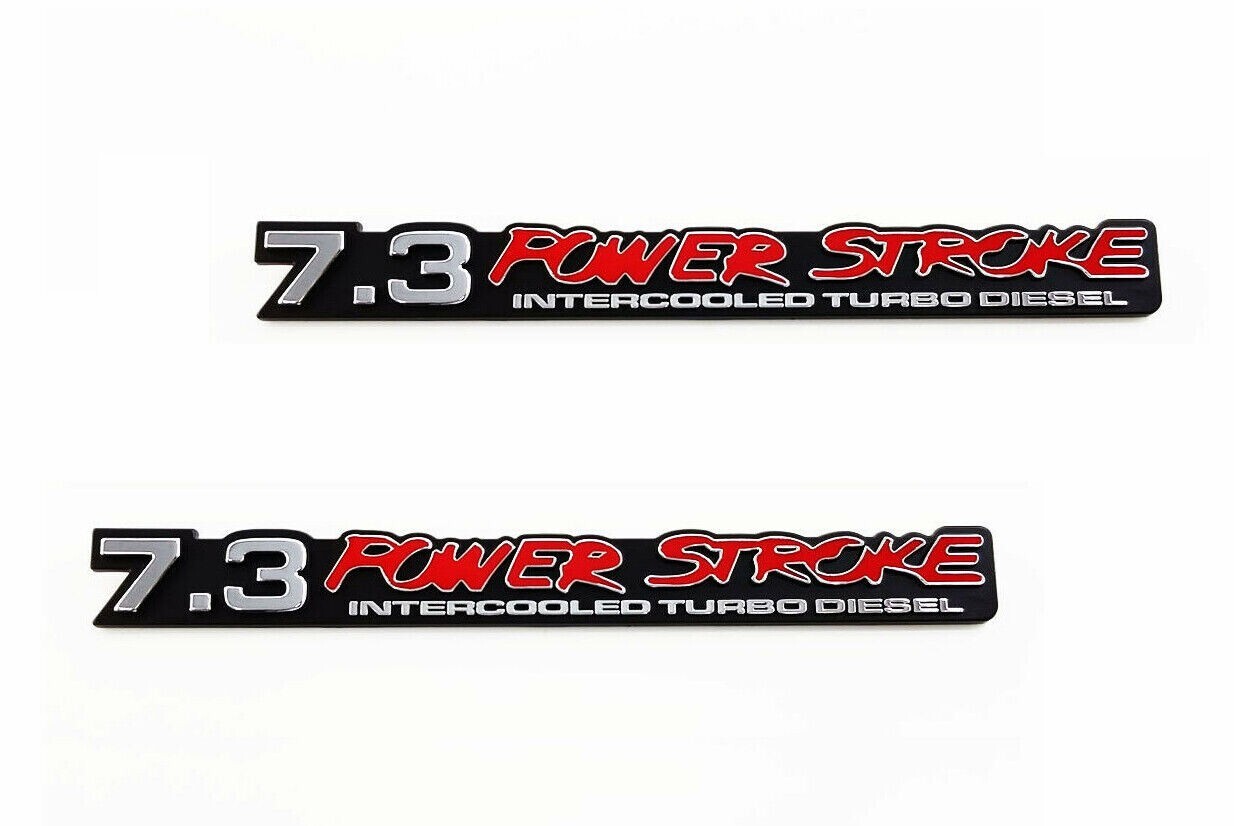 2pcs 7.3 Powerstroke Stroke Intercooled Turbo Diesel emblem Metal Badge