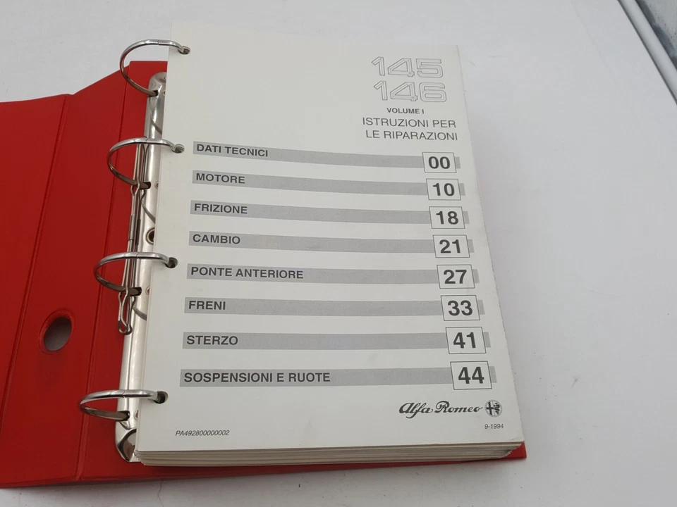 Manuale officina Alfa Romeo Alfa 145 e 146 Vol 1 istruzioni per riparazioni 1999 - Immagine 4 di 4