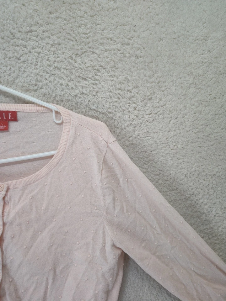 Suéter ELLE Mujer Grande Rosa Mezcla Rayón Manga 3/4 Botón Recortado Cárdigan Foto 3 de 4