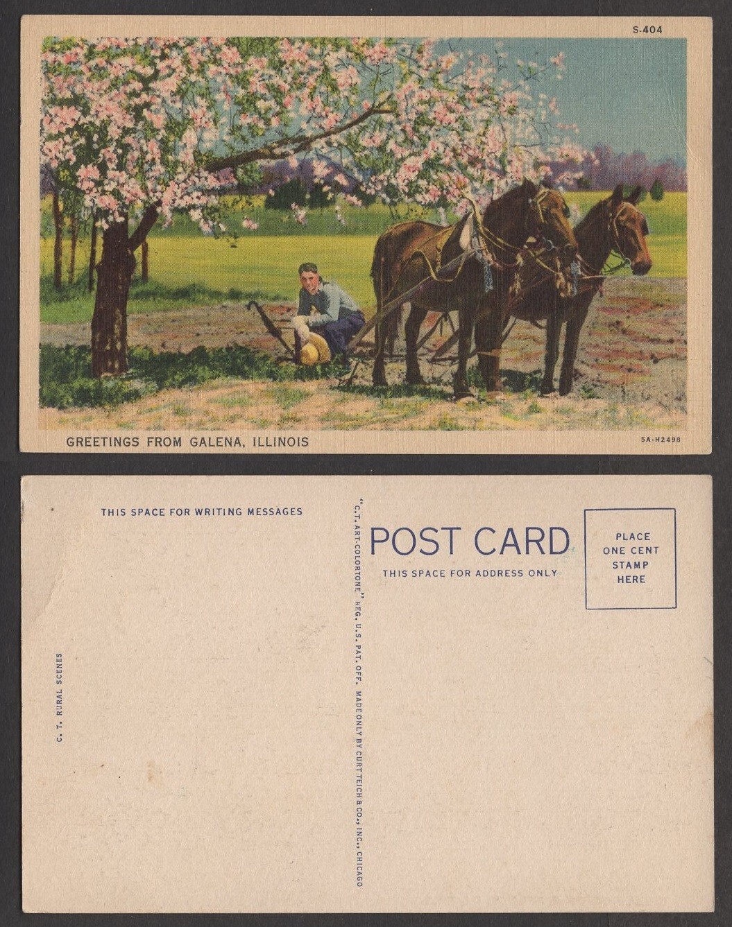 Old Illinois Postcard Greetings from Galena Horses and Plow eBay