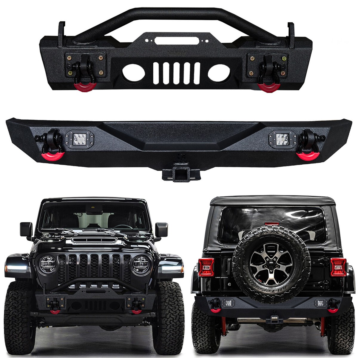 Vijay For 2018-2026 Jeep Wrangler JL Front or Rear Bumper w/Winch