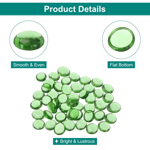 Glass Beads,36pcs Flat Glass Transparent Dark Green 0.44lbs Glass Pebbles - Picture 3 of 6
