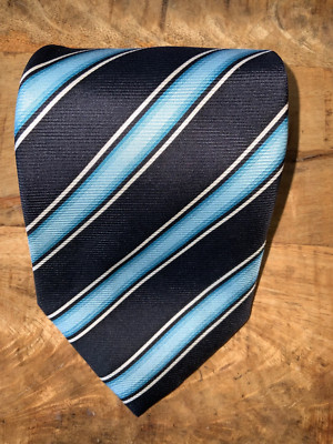 Bijoux Terner Mens  Silk Tie w/tags Stripe Blue w/blue 3 7/8  x 57 1/2  China