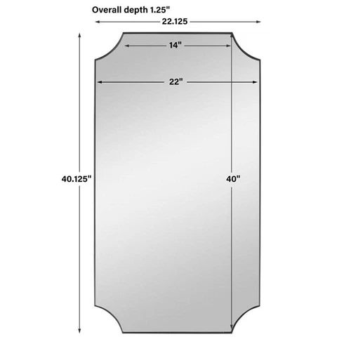 Uttermost Lennox Scalloped Corner Iron Metal Mirror in Sleek Satin Black - Picture 6 of 6