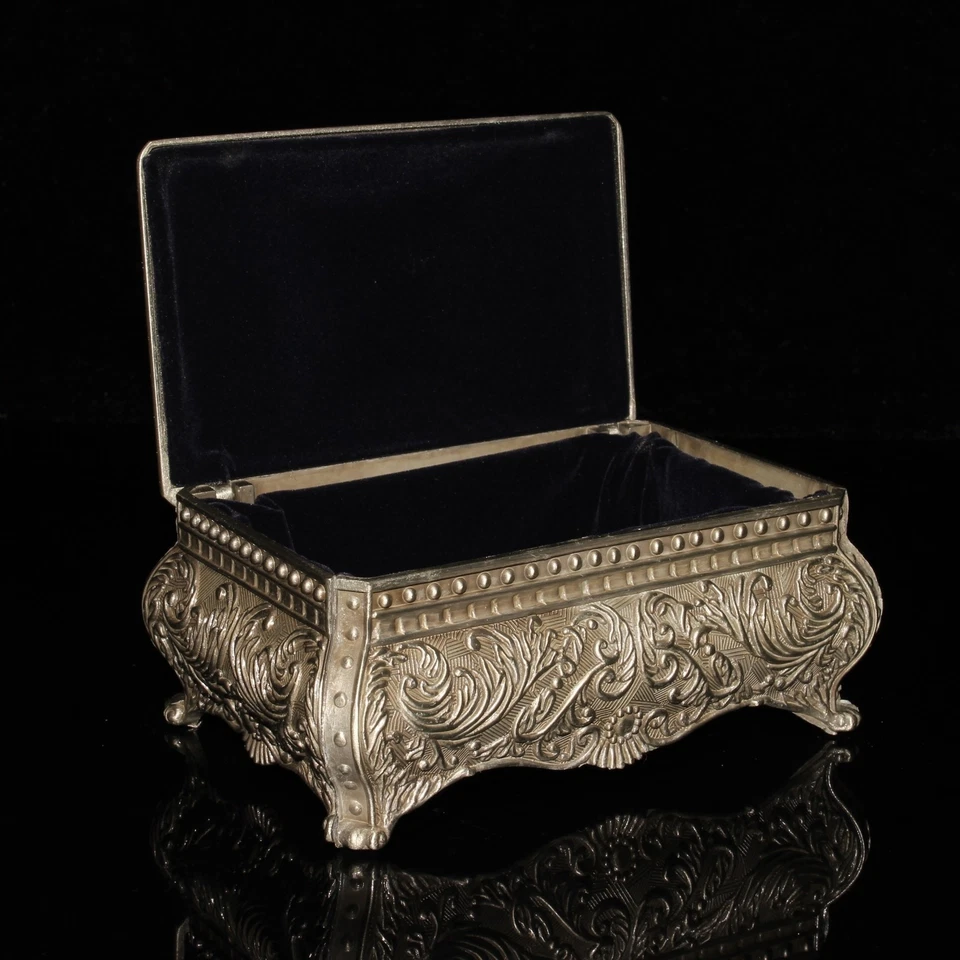 Joyero con incrustación de gemas de bronce antiguo antiguo de 5,1" de China Foto 4 de 4