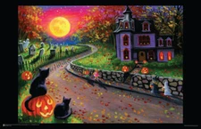Cats and Dogs Halloween by Bill Bell Mini Poster 17" x 11"