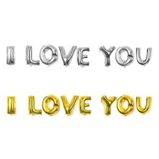 16" 40 Silver Gold Letter Mylar Balloons I LOVE YOU Wedding Bridal Shower Party