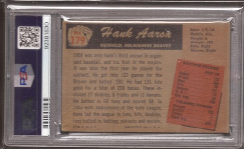 1955 BOWMAN # 179 - HANK AARON - MILWAUKEE BRAVES - PSA 1.5 - Picture 2 of 2