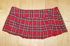 "RARE" IEFIEL WOMEN'S PLAID PUNK SIDE ZIP LOW-RISE PLEATED MINI SKIRT SIZE L/XL