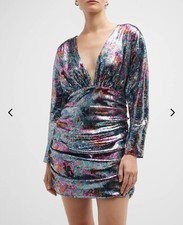 NWT Ramy Brook Auerbach Multicolor All Over Sequin  Ruched Mini Dress Sz  4 $795