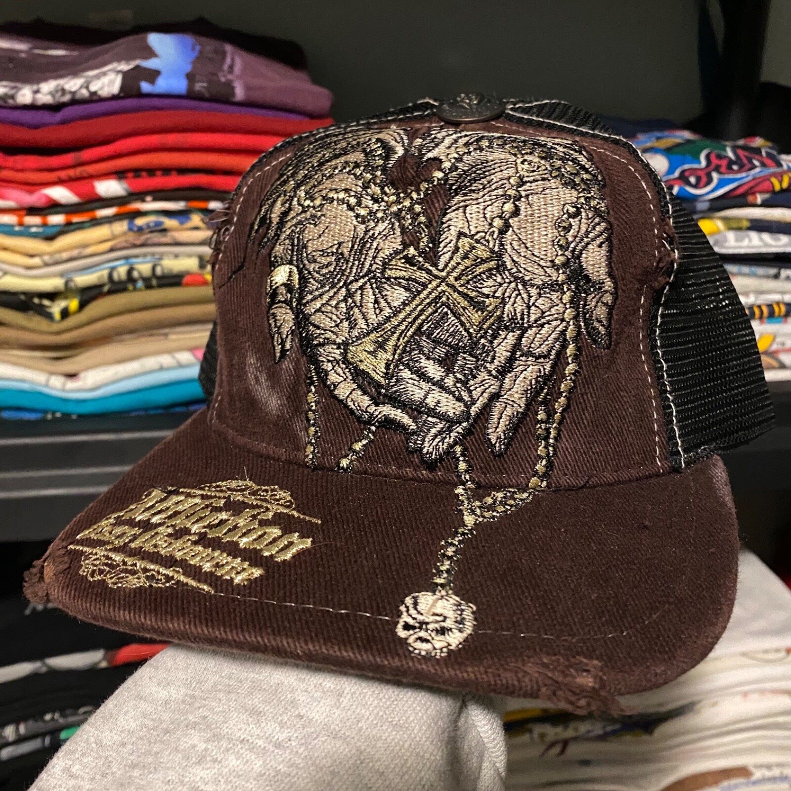 Y2K 2008 Affliction x Ozzy Osbourne Post Grunge Skate Core SnapBack Hat