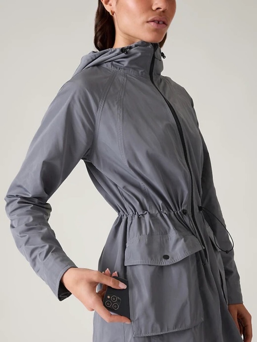 Athleta Womens Gray 'Anorak' Hooded Windbreaker Jacket NWOT