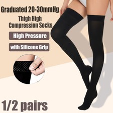 Anti Embolism Unisex Compression Stockings with Silicone Band Over The Knee Sock