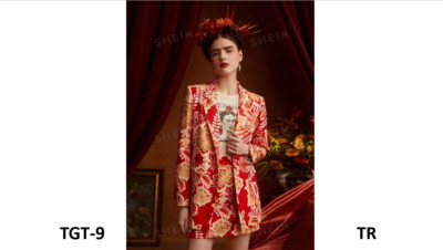 Frida Kahlo X SHEIN X Designer Delapaz Floral Print Lapel Neck Blazer,Red,Size 4