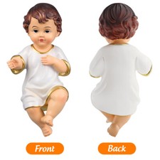Statuina statua bambino Gesù bambola ornamento religioso bambino resina bianca