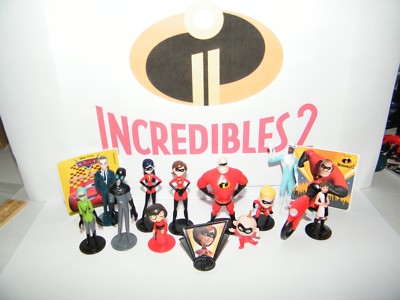 Disney Incredibles 2  Movie Figure Set of 15 with New Characters,Cycle and Bonus