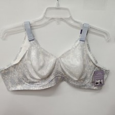 NWT Catherines Ivory/Blue Wireless Back Hook Bra Size 54C