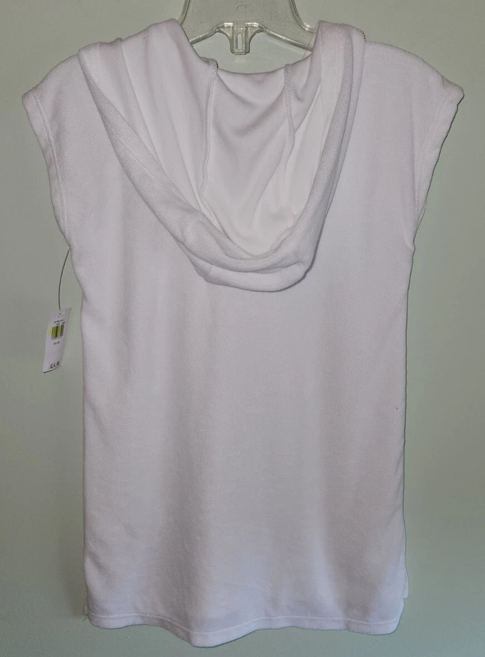 NUEVO Antiguo Azul Marino Niñas XS (5) Con Capucha Manga Corta Natación Cubrir Piscina Playa #42722 Foto 2 de 4