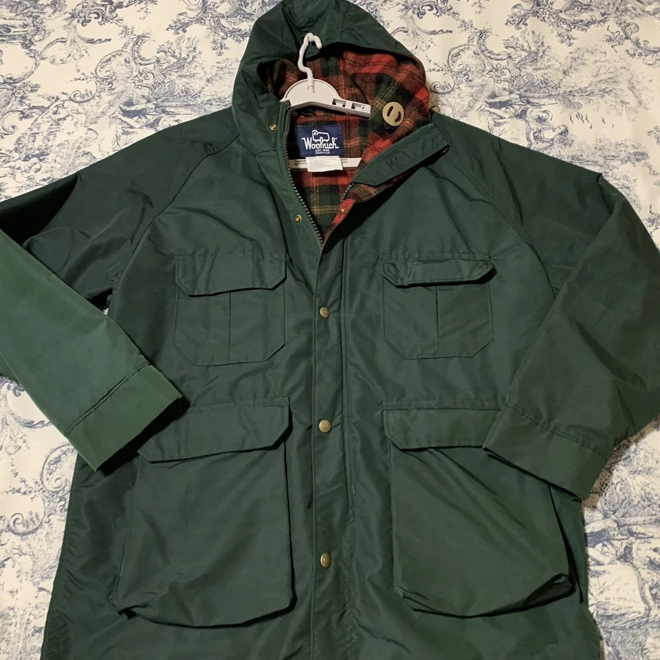 VTG Woolrich Jacket Mens Large Green Wool Red Wool Flannel Lined USA-48" Chest - Image 3 of 4