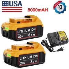 2Pack For DeWalt 20V Max XR 8.0AH Lithium Ion Battery DCB200  and DCB112 Charger