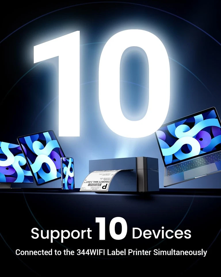 Thermo Etikettendrucker WLAN+USB 300 DPI Versandetikettendrucker für DHL Hermes - Bild 3 von 4