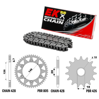 Suzuki RM 100 1979-1982 Kette Krone Ritzel Kit 428 PBR EK1071