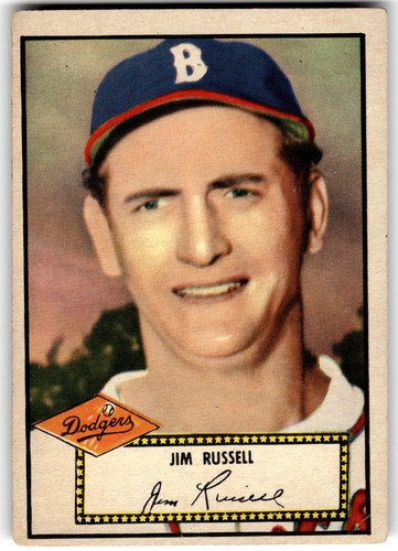 Jim Russell [Red Back] #51 1952 Topps card