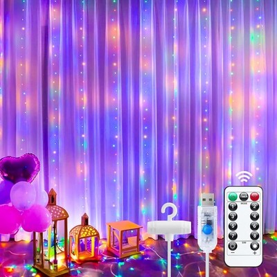 Minetom Curtain Lights, 300 LED Dimmable Fairy Lights with 1 Pack, Multicolor