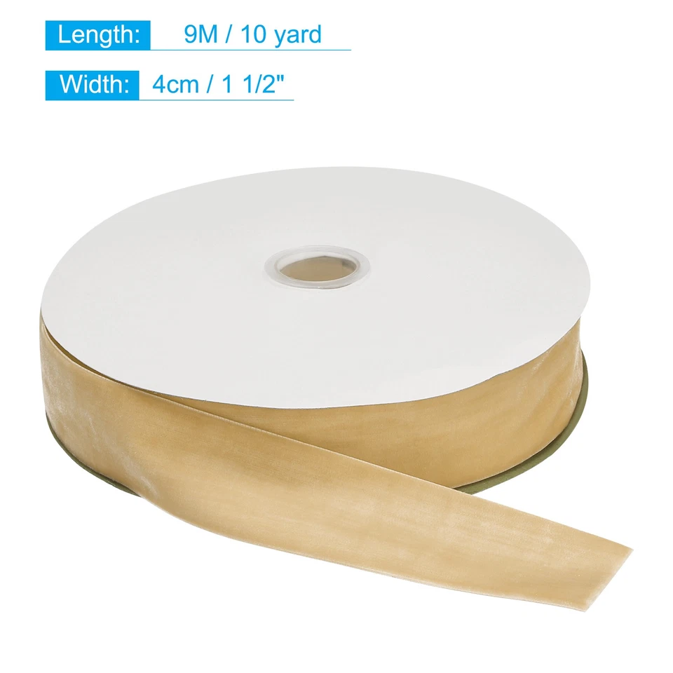 Бархатная лента 1 1/2 дюйма x 10 ярдов одиночная лицевая катушка шелковистая для рукоделия сделай сам хаки - Изображение 2 из 4
