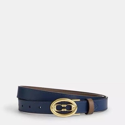 NWT Coach Signature Buckle Cut To Size Belt 25 Mm CZ444 Deep Blue