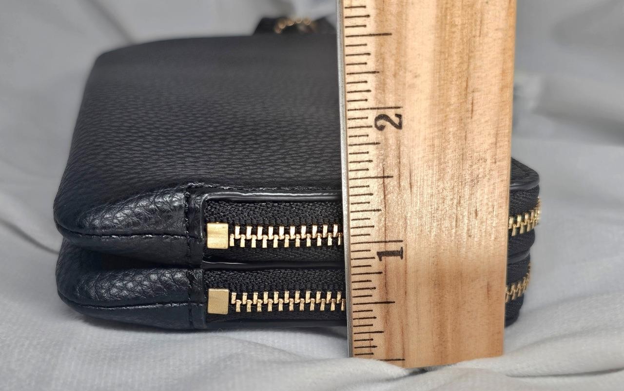 NWT COACH PEBBLED LEATHER DOUBLE ZIP BLACK WALLET W/ WRIST STRAP~FREE US S&H thumbnail 8