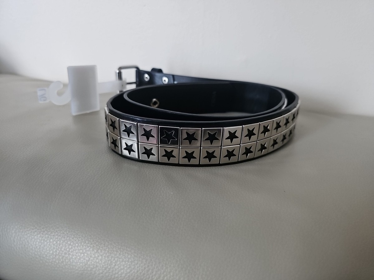 Vtg Punk Emo Y2K Metal Black Metal Star Studded Belt Size  display picture 2