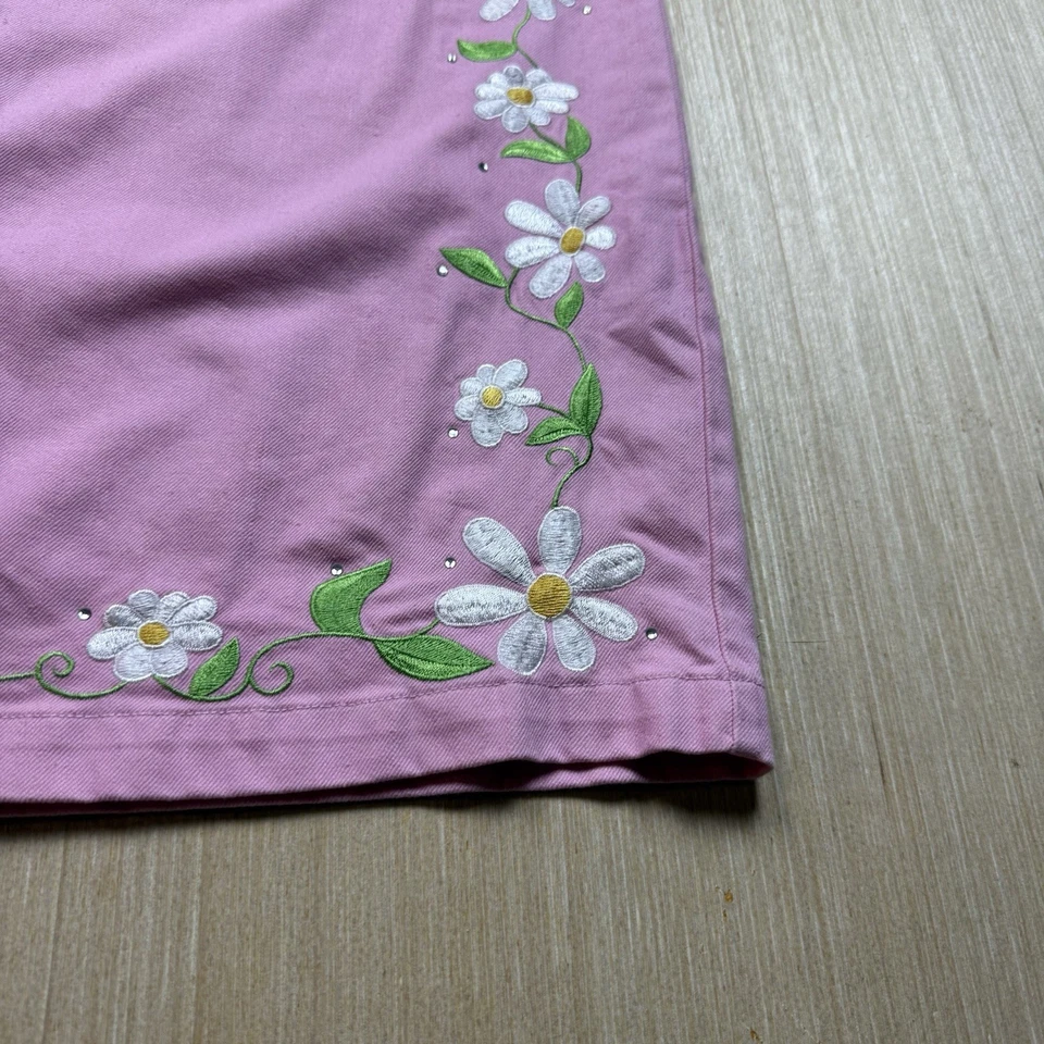 Vintage Denim Skirt Quacker Factory Maxi Daisy Embroidered Floral Large - Image 4 of 4