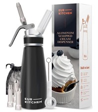 EurKitchen Professional Aluminum Whipped Cream Dispenser, Black