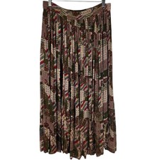 VTG Jane Ashley Skirt L Boho Pleated Patchwork Maxi Rayon Cottagecore Prairie